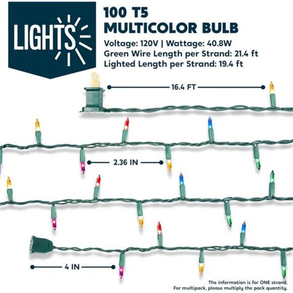 Christmas Lights Outdoor,21.4FT Multicolor Christmas Tree Lights Outside - Picture 4 of 8